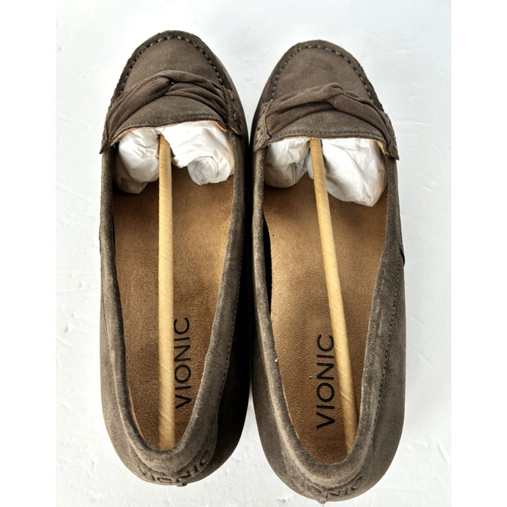 Vionic Norah Gray Suede Moccasin Shoes Slip On Flats Bow Orthotic Womens Sz. 8.5 - Picture 4 of 14